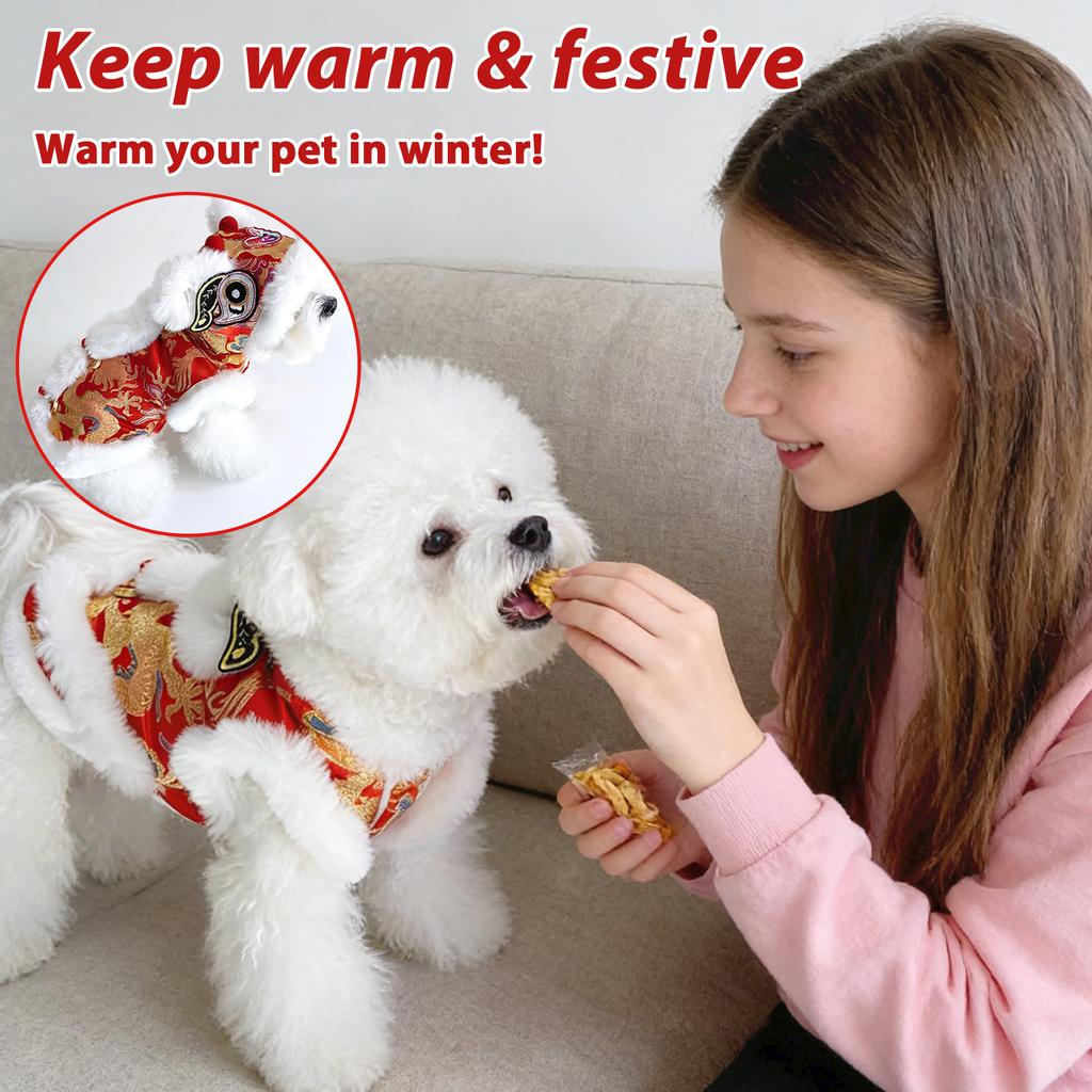 New Year's Dog Dance Jacket, Spring Festival Pet Costume, Winter Warm Suit, Suitable For Small And Medium Sized Dogs, Teddies