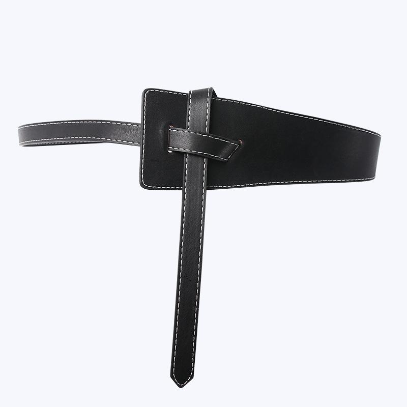 Women'S Knotted Wide Belt Dress Coat Sweater Decorative Belt Elegant Wind Belt