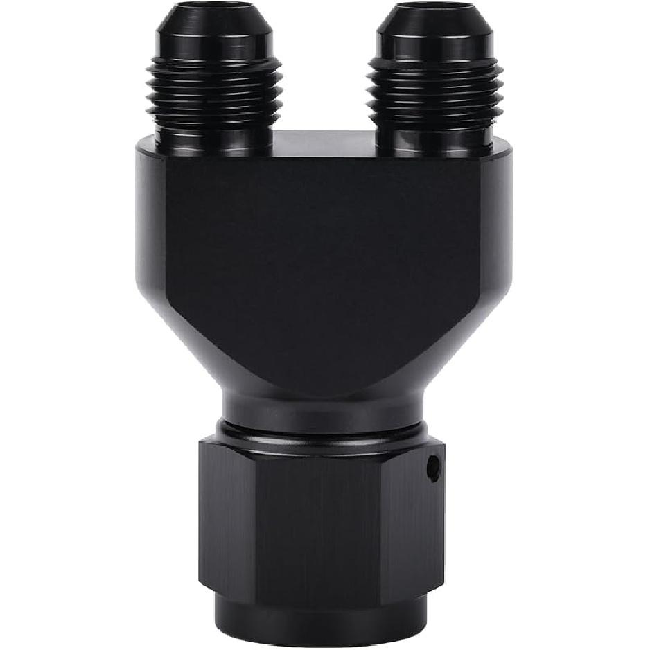 10AN Female to Parallel Dual 10AN 10AN Male Y Block Fuel Fitting Splitter Adapter Connector Aluminum Black