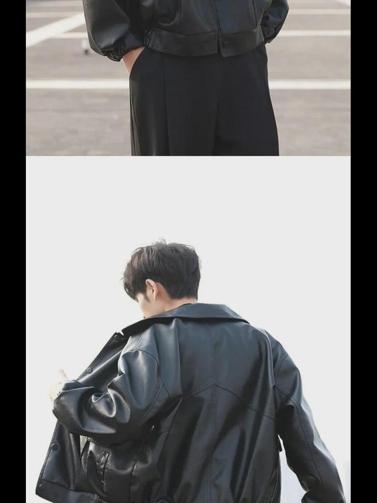 Trendige Herren-Motorradjacke aus PU-Leder – Stilvoller und entspannter Schnitt für Frühling und Herbst