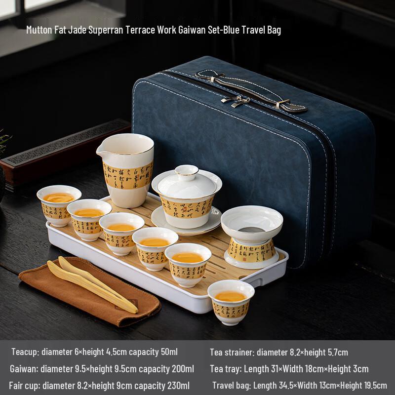 Dehua Suet Jade White Porcelain Kung Fu Tea Set