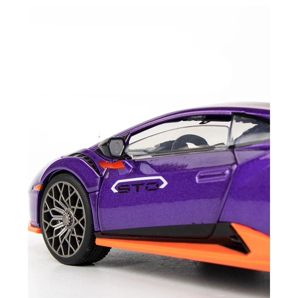 1/24 Lamborghini HURACAN STO Alloy Sports Car Model Diecast Metal Toy Racing Car Model High Simulation Collection Sound and Light Kids Gifts