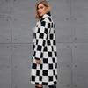 2025 New Faux Fur Coat Women's Mid To Long Black and White Checkered Women's Coat