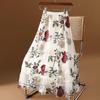 Women's Ethnic Embroidered Floral Mesh A-Line Midi Skirt