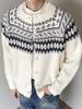 Unisex Fair Isle Button Cardigan - Autumn/Winter Retro Ethnic Knitwear