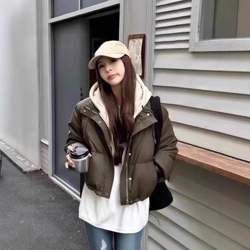

Korean-Style Patchwork Hooded Down Jacket - 2024 Winter Loose Fit Large
