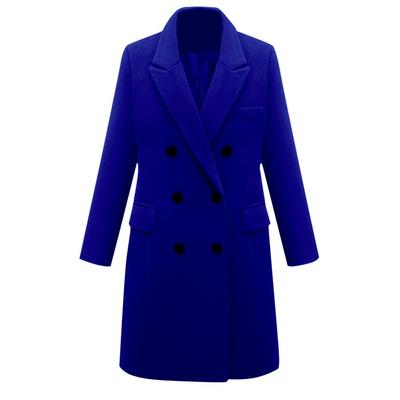 Autumn and Winter Medium and Long Large Size Woolen Women's Coat Double-breasted Woolen Coat