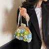 Niche Design Knitted Bag Women's New Summer Embroidery Pearl Messenger Bag High-end Small Flower Mouth