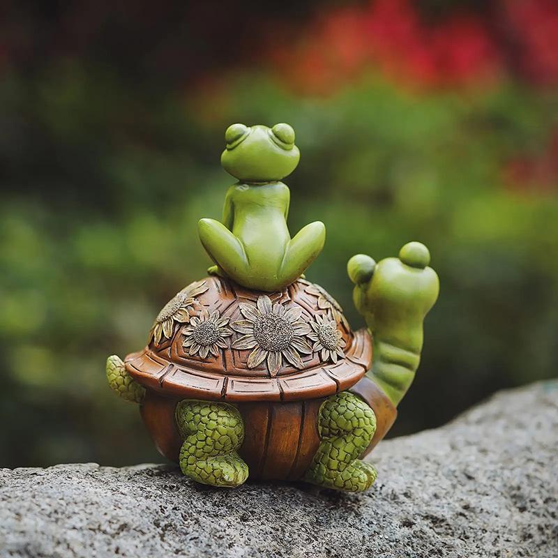 Cute Turtle, Frog Animal Decoration Statue Resin Sculpture Home, Room, Office, Flower Pot Outdoor Garden Decoration