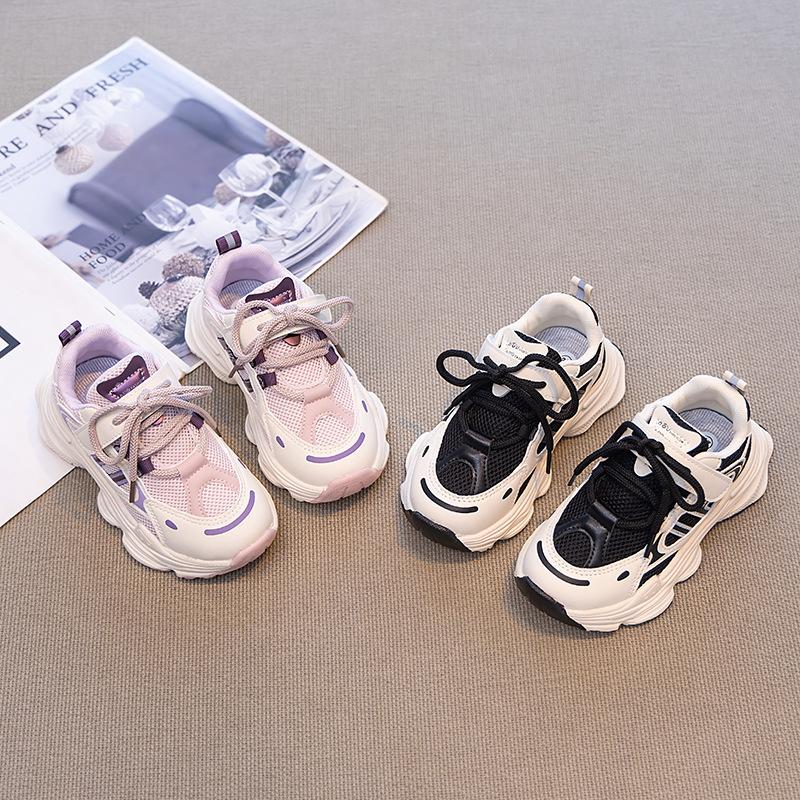 Flickors sportskor 2025 nya vår barnskor meshskor vår och sommar flickor andningsbara pappaskor flickor