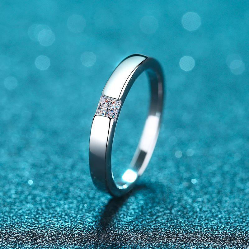 925 sterling silver moissanite ring princess square single row ring 30 cent moissanite ring suitable for daily wear