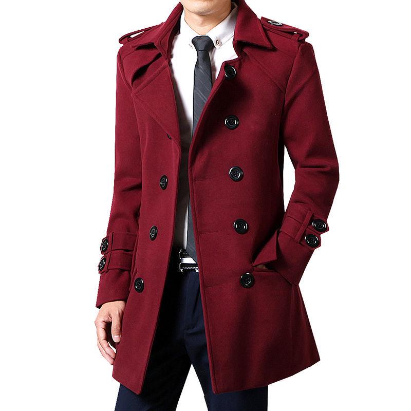 Men's Double-Breasted Wool Coat, Casual Autumn/Winter Windbreaker, Andy Lau Style