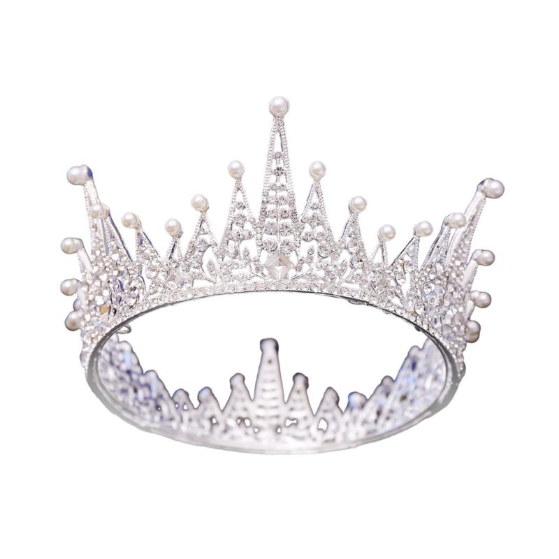 Adjustable Hair Accessory with Sparkling Stones Elegant Queen Crown Decoration Unique Wedding Hairband for Bride