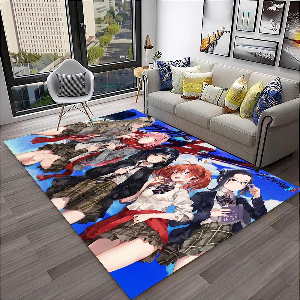 DARLING In The FRANXX Cartoon Zero Two Sexy Girl Carpet Rug for Home Living Room Bedroom Sofa Doormat Decor,Non-slip Floor Mat