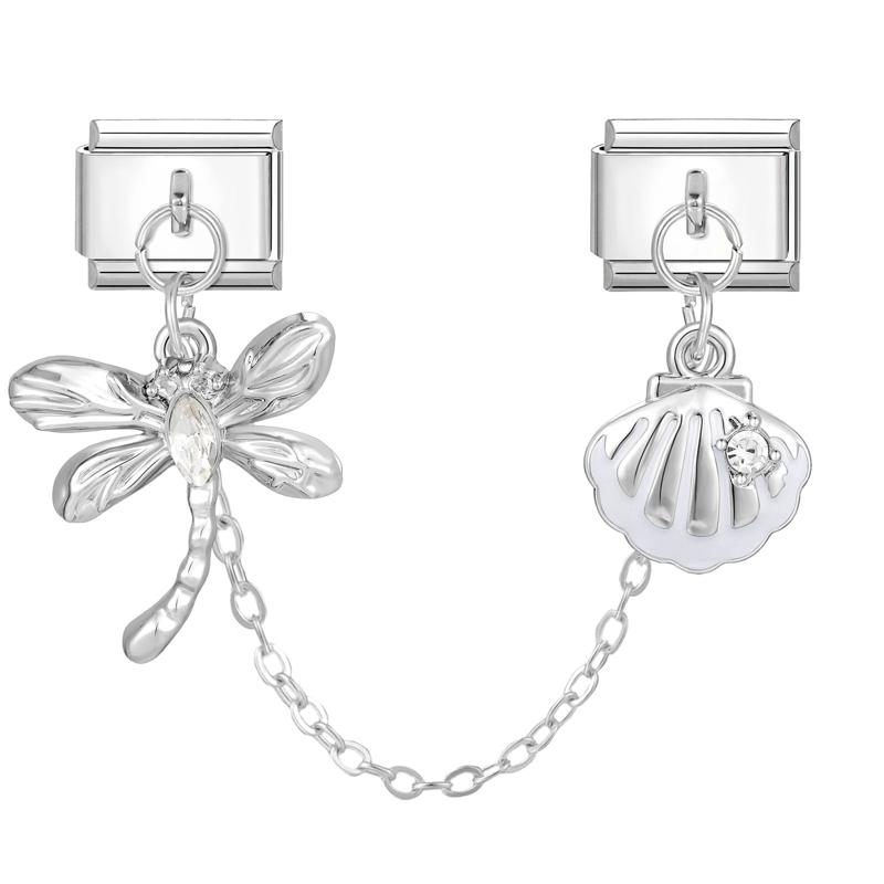 Dreamy Butterfly Moon Star Tulip Tassel Chain Italian Charm Links Fit 9MM Stainless Steel Bracelet Women DIY Making Jewelry