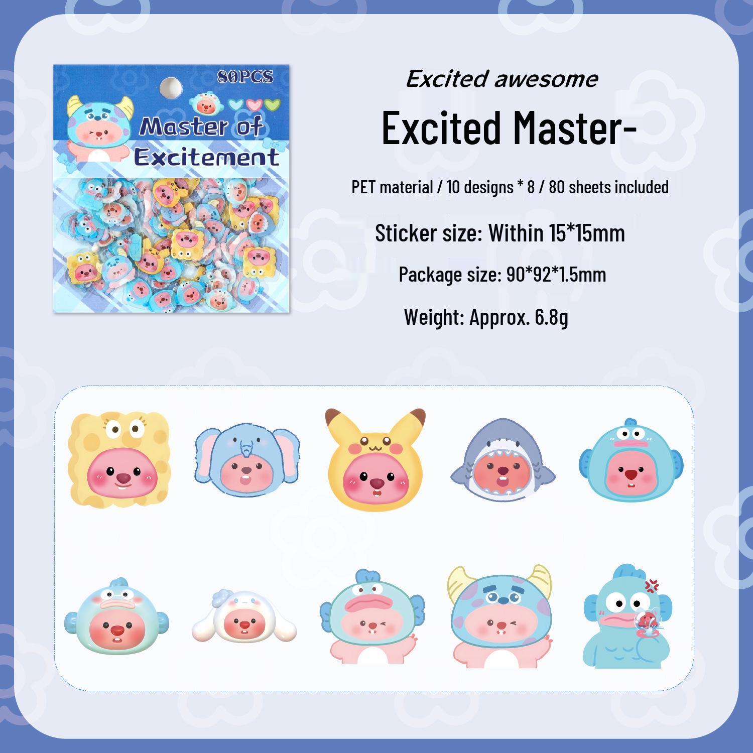 Adorable Ludi Cartoon Waterproof PET Stickers for Kids  Journals