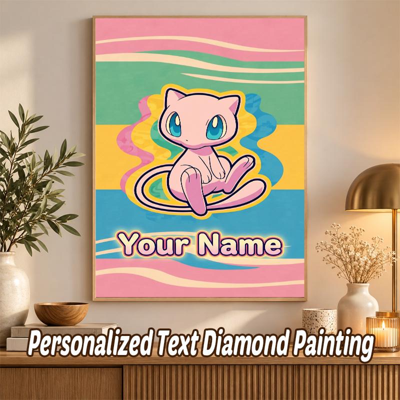 Mew Custom Name Diamond Painting Personalized 5D Full Drill DIY Diamond Art Home Decor