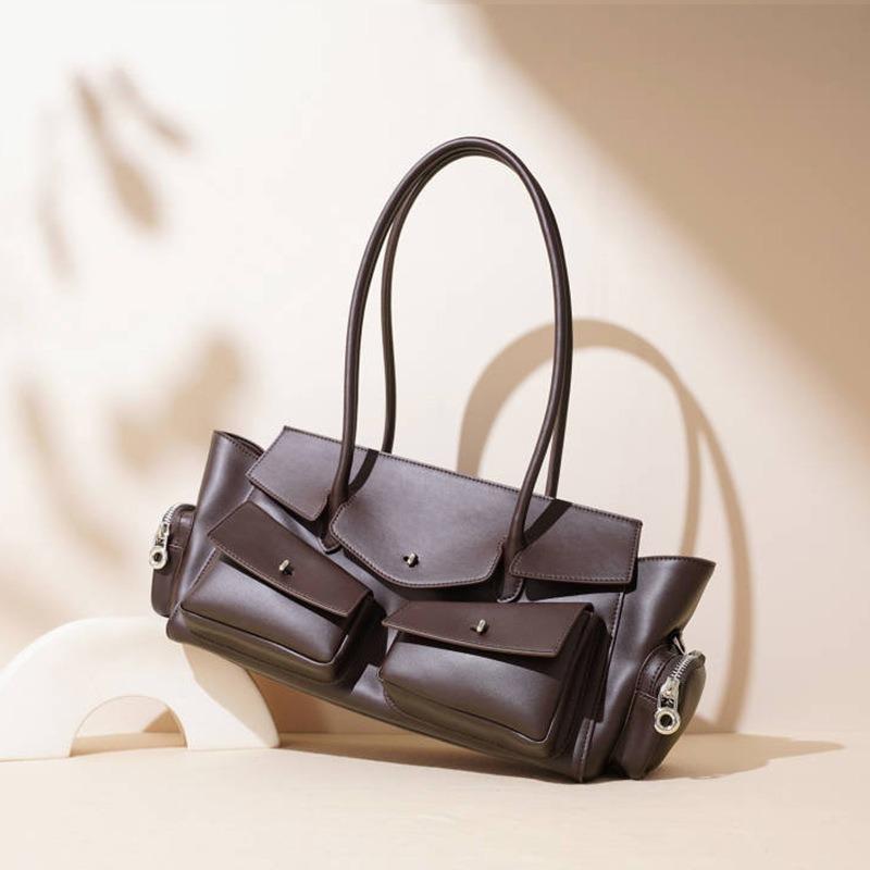 Women's Bag, New Retro Style Large-capacity Armpit Bag, Leather Versatile Multi-pocket One-shoulder Portable Locomotive Bag