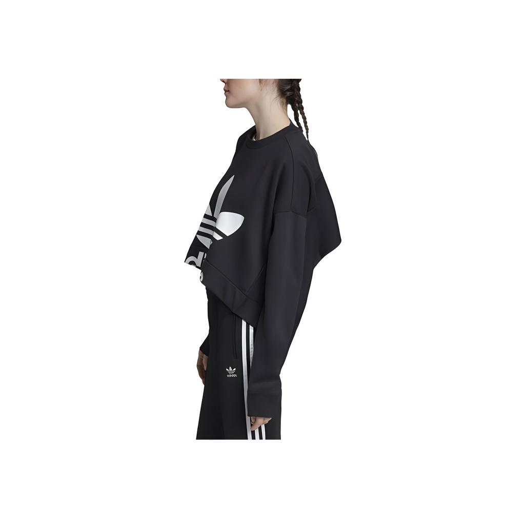 Adidas Originals Round Neck Pullover Cropped Sweatshirt Women sweatshirt Black ED4775