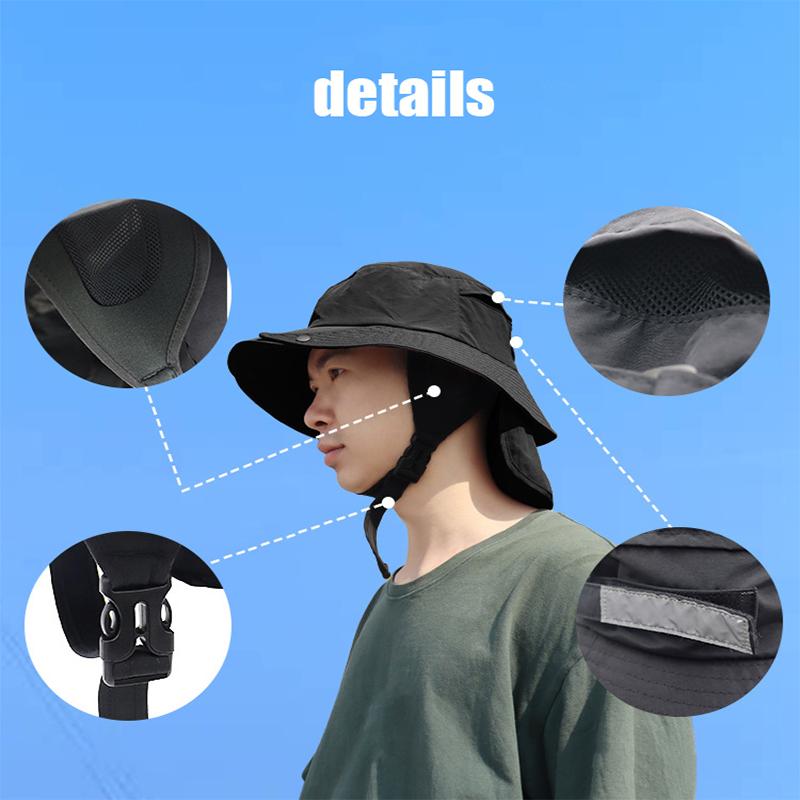 New fashion fisherman hat couple big eaves detachable stackable trekking wild adventure fishing neck protection surf basin hat