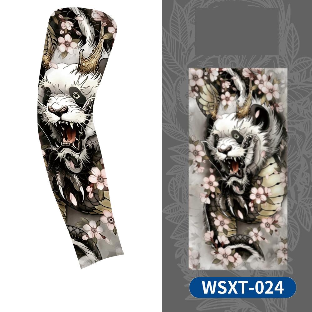 1 Pc Summer Tattoo Sleeve UV Solar Arm Cover Cycling Cuff Quick Drying Cool Breathable Ice Silk Anti-Sunburn Print Tattoo Sleeve