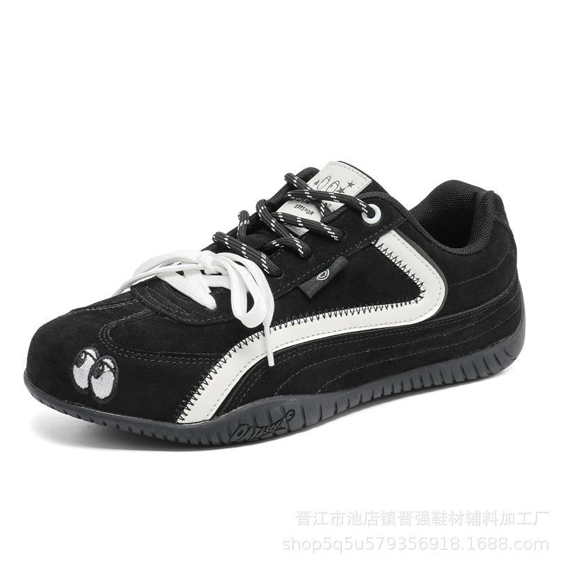 

Нишевые ретро черные туфли на тонкой подошве мужские пара шнурков универсальные спортивные и повседневные модели на плоской подошве для пар 44