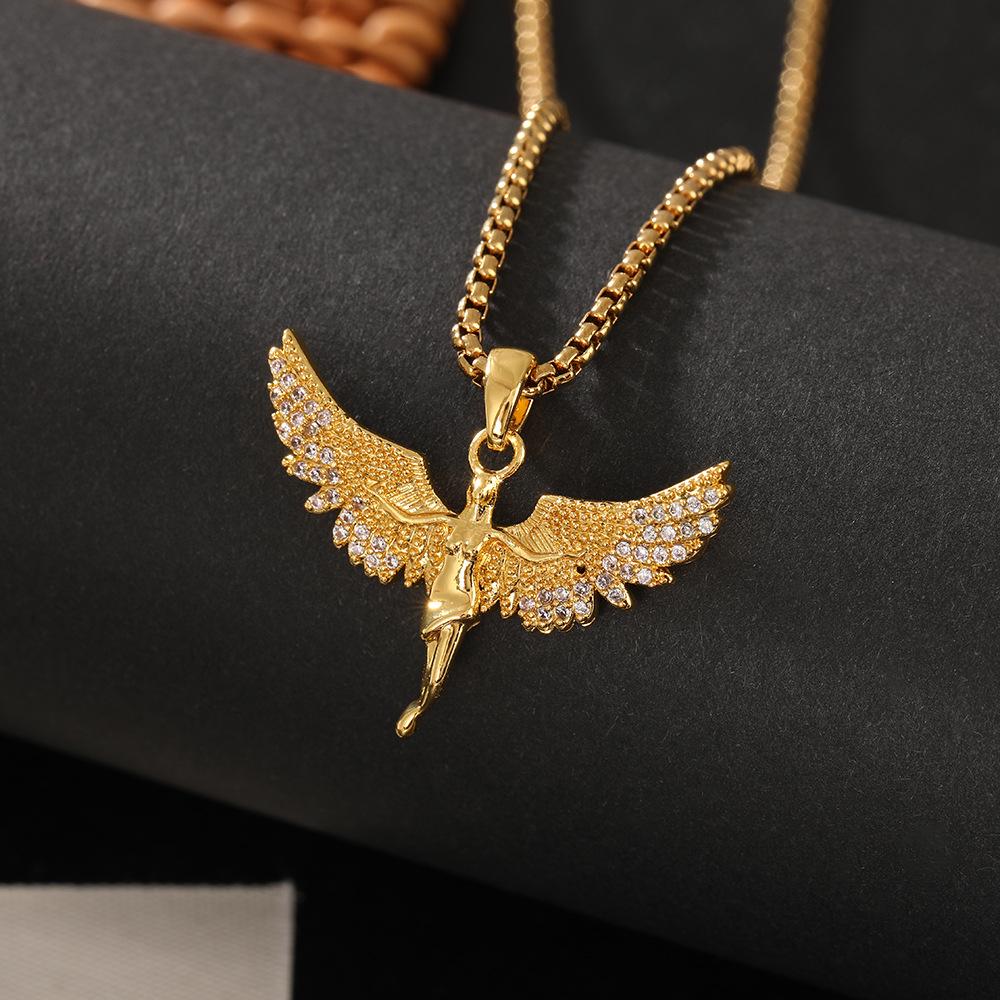 

Медная подвеска-кулон в виде ангела Купидона с цирконом - Нишевая французская мода, цепочка для ключиц