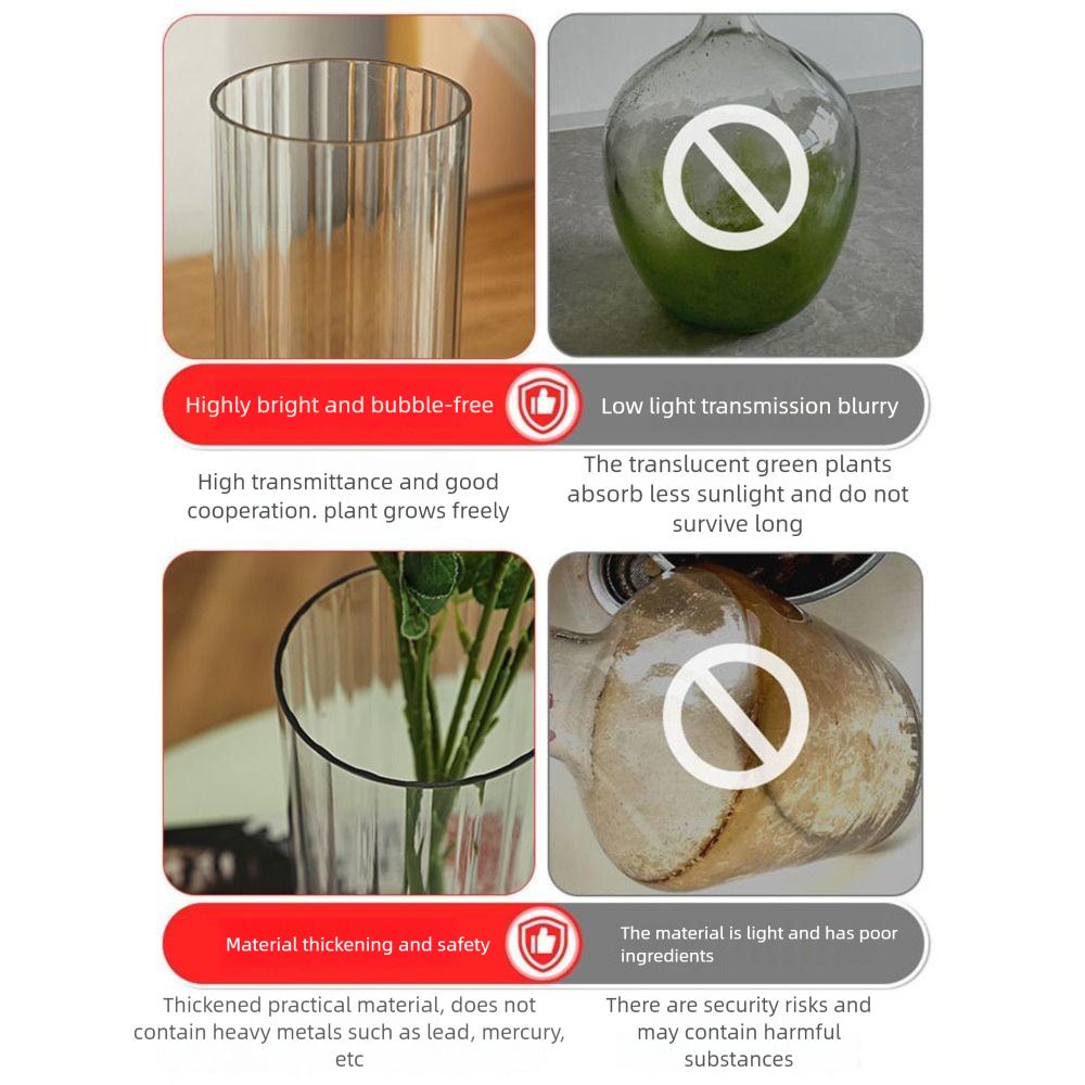 Modern Acrylic Cylinder Vase Striped Style Decorative Bottles Restaurant Centerpiece