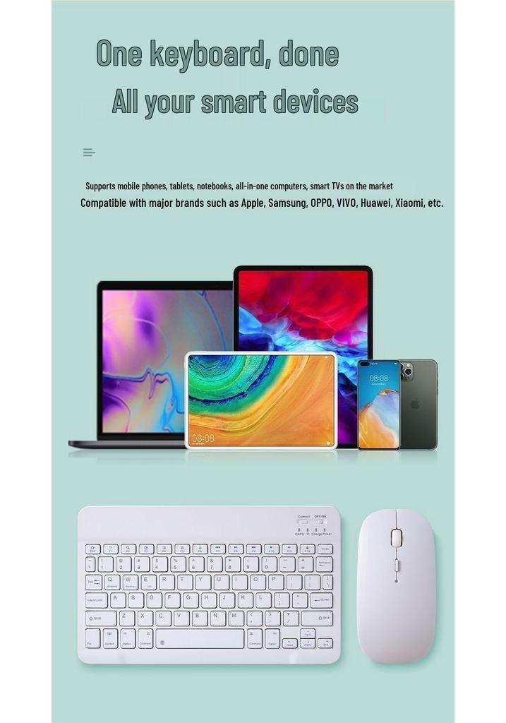Wireless Bluetooth Keyboard & Mouse for iPad, Android, Huawei, Honor, Lenovo Tablets & Phones
