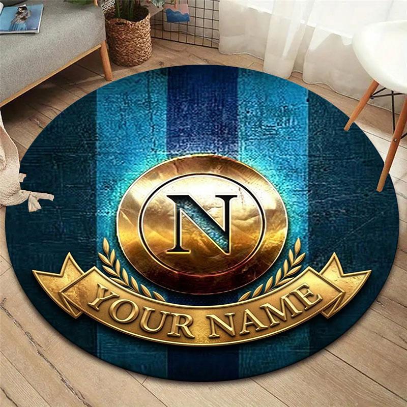 SSC Napoli Custom Name Round Area Rug,Carpet Rug for Living Room Bedroom Sofa Playroom Decor,Non-slip Floor Mat