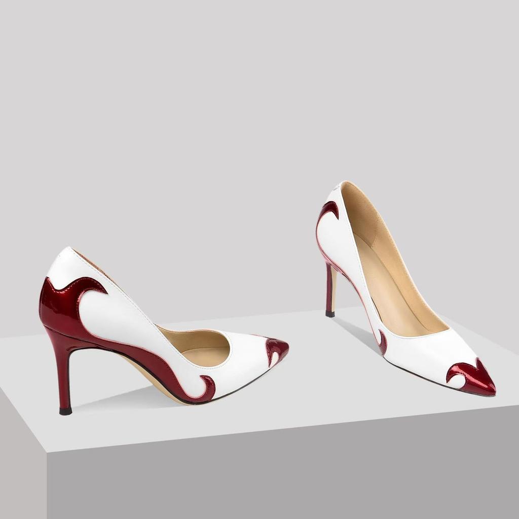 Spring and Autumn New Color Matching Chinese Style Single Shoes Women's Pointed Head Light Mouth Stiletto High Heel Fashion Banquet Shoes