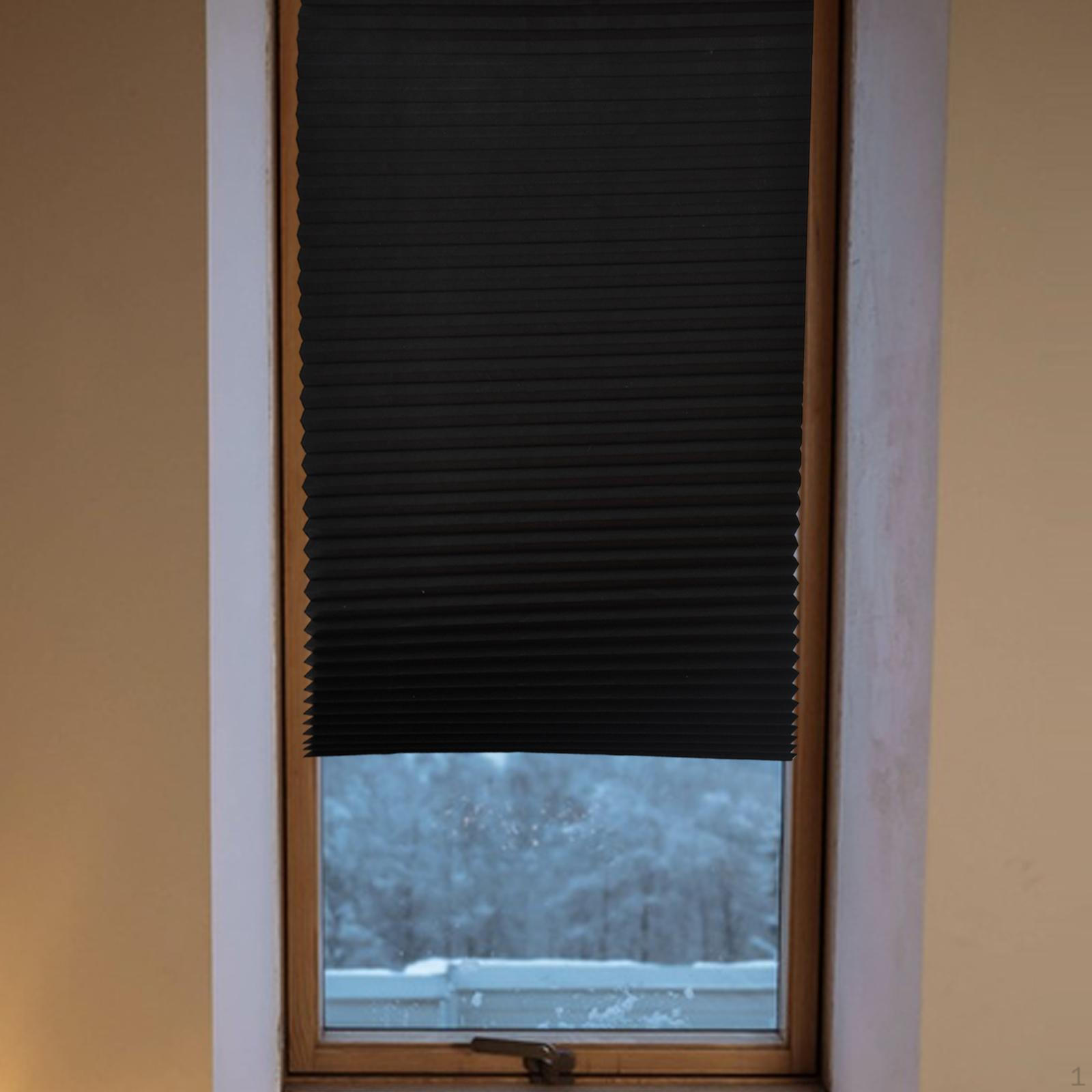 

Затемняющая штора для окна, плиссированные шторы, беспроводной подъем, многоцелевая, теплоизоляция, самоклеящаяся Black S