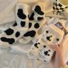 2 Pairs Cute Cow Print Socks for Winter, Warm Plush Mid-Calf Socks for Women, Soft Comfortable Casual & Home Wear, Fashionable G