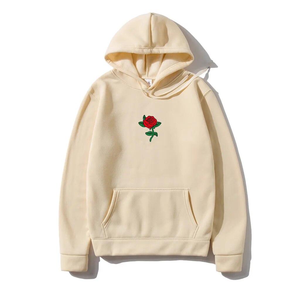 Mikina s kapucí Harajuku Unisex Móda Streetwear Květ růže Potisk Mikiny Topy Pulovry Unisexy Mikina s kapucí Oblečení s kapucí