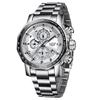 LIGE Mens Watch 6 Hands Multifunction Quartz Wristwatch Waterproof Calendar Steel Band Business Casual Watches for Men Silver