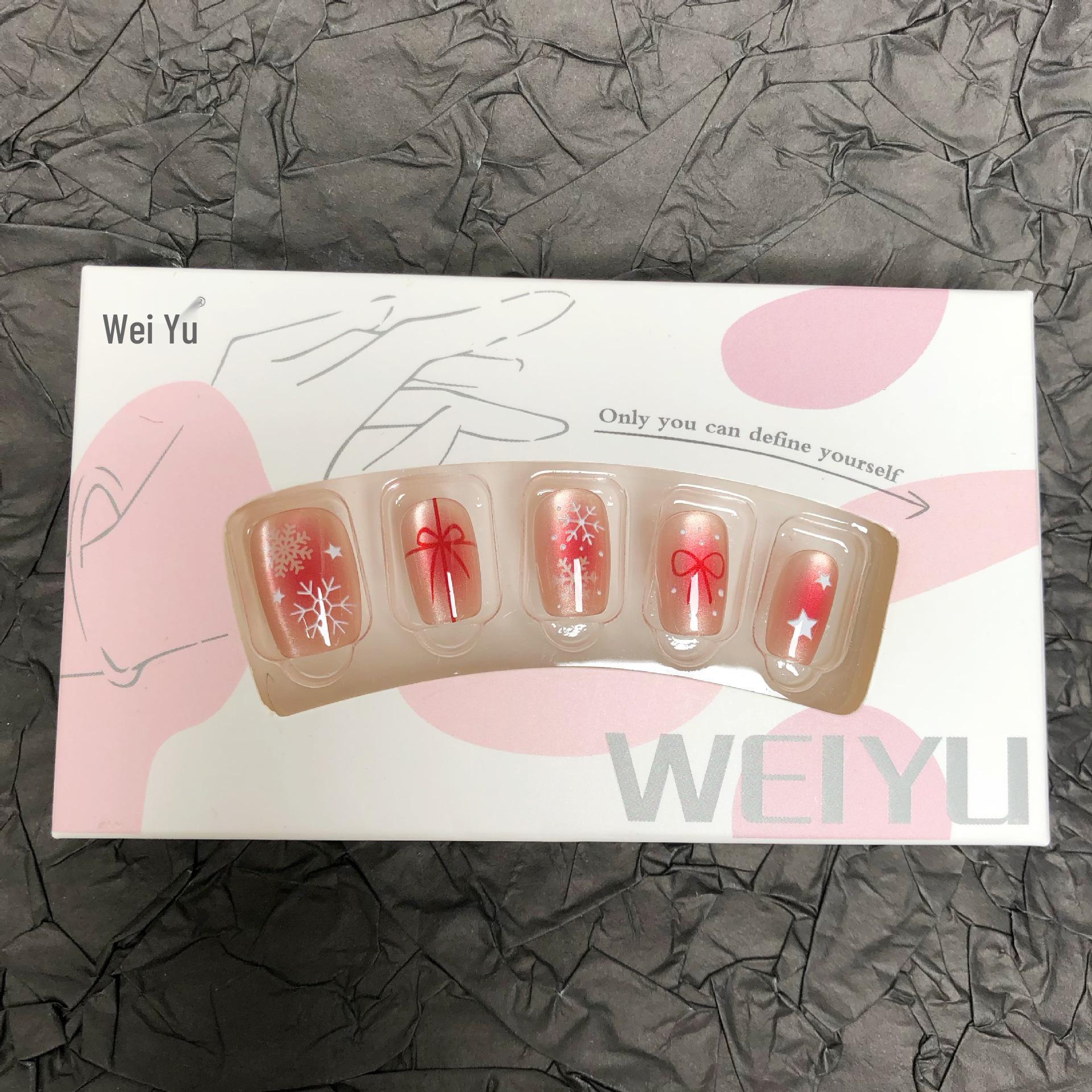 

Праздничные рождественские накладные ногти: Снежинка, Олень, Елка, Клетчатый узор, Дизайн снеговика в красном и зеленом