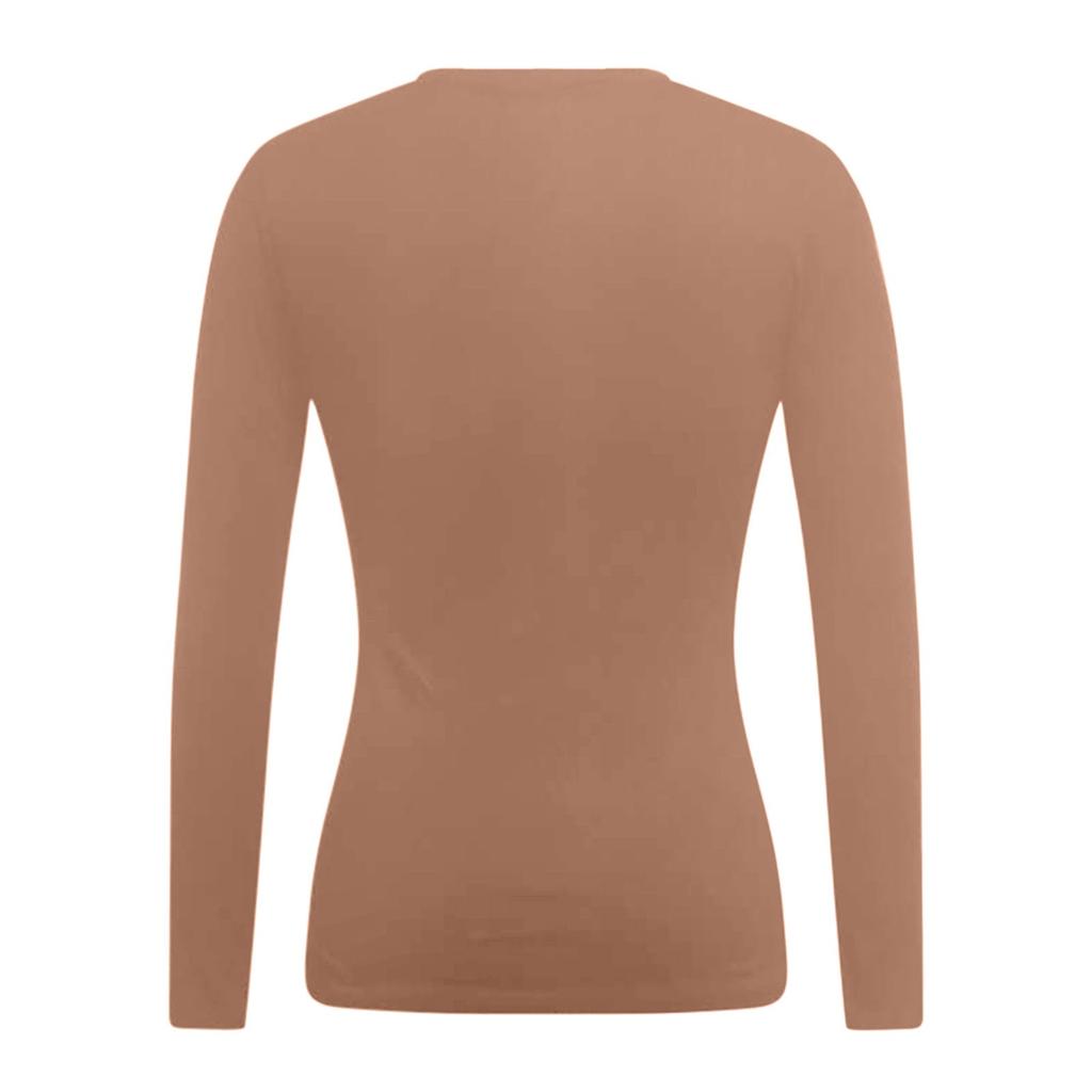 Women's Spring And One-piece T-shirt Slim Long Sleeve Round Neck Color Tops