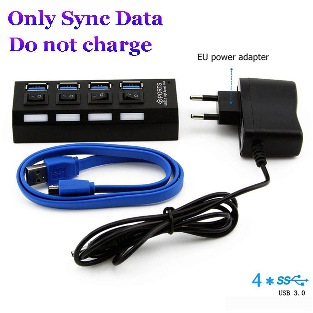 Plug Sync Data Converter AC Power Adapter 5Gbps High Speed 4/7 Port USB 3.0 Hub on/Off Switches