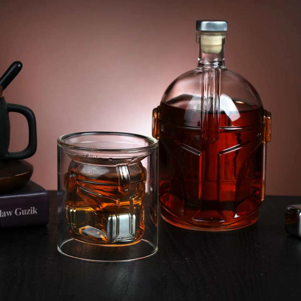 Helmet Shaped Glasses Whiskey Decanter High Borosilicate Glass Wine Bottle Creative Clear Whiskey Wine Glasses