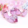 Children Princess Sandals Kids Girls Wedding Shoes High Heels Dress Shoes Bowknot Purple Pink Blue Silver Shoes For Girls