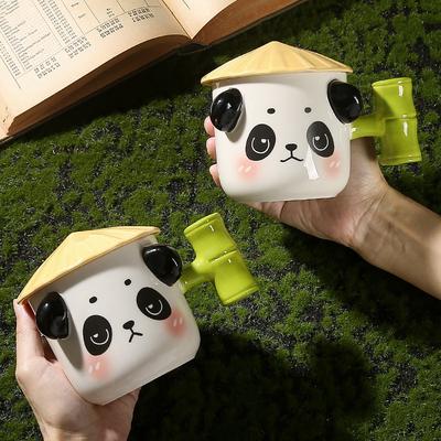 Funny Panda Mug with Lid Fun Expression Souvenir Cup Birthday Gift Coffee Cup Household Water Cup Women