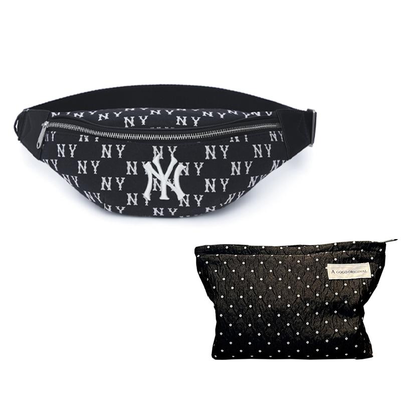 New MLB Polyester Combo Bag One Shoulder Crossbody Fanny Pack Zip Closure Bag Regular Unisex Black 3AHSM014N-50BKS