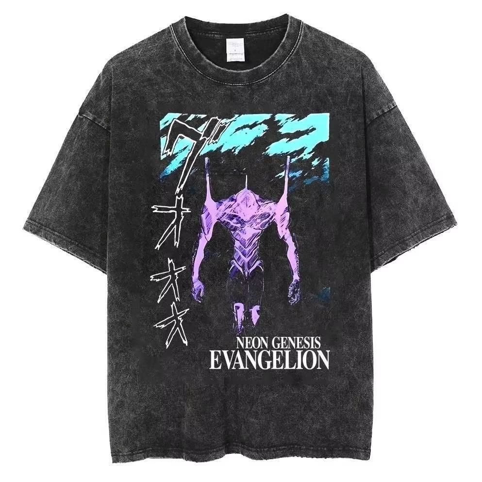 Genesis Evangelion EVA Anime Quality T Shirt Men's Clothing and Women Cotton Vintage Washed Print Retro Summer Tops