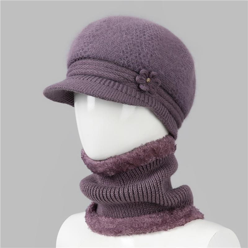 Wool Hat Women'S Season Velvet Warm Rabbit Hair Mother Hat Ear Protection Cold Foreign Gas Knitted Hat