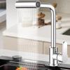 Rubinetto da cucina a cascata in 4 modalità Spruzzatore a getto Rubinetto per lavabo con foro singolo caldo freddo in acciaio inossidabile con montaggio su ponte