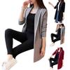 Women Fall Winter Jacket Open Stitch Cardigan Long Sleeve Mid Length Solid Color Loose Pockets Lapel Lady Warm Coat