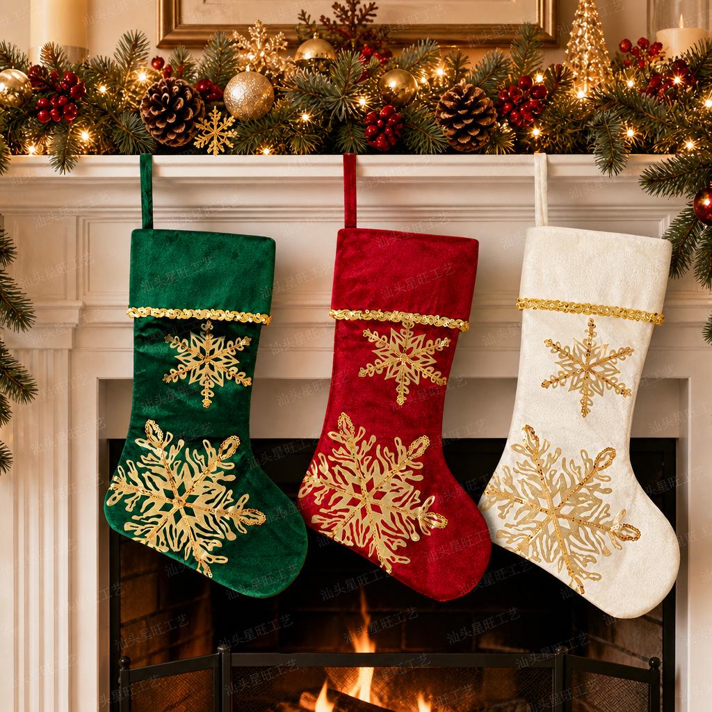 Velvet Christmas Stockings with Hot Stamping Gift Bags Ornaments