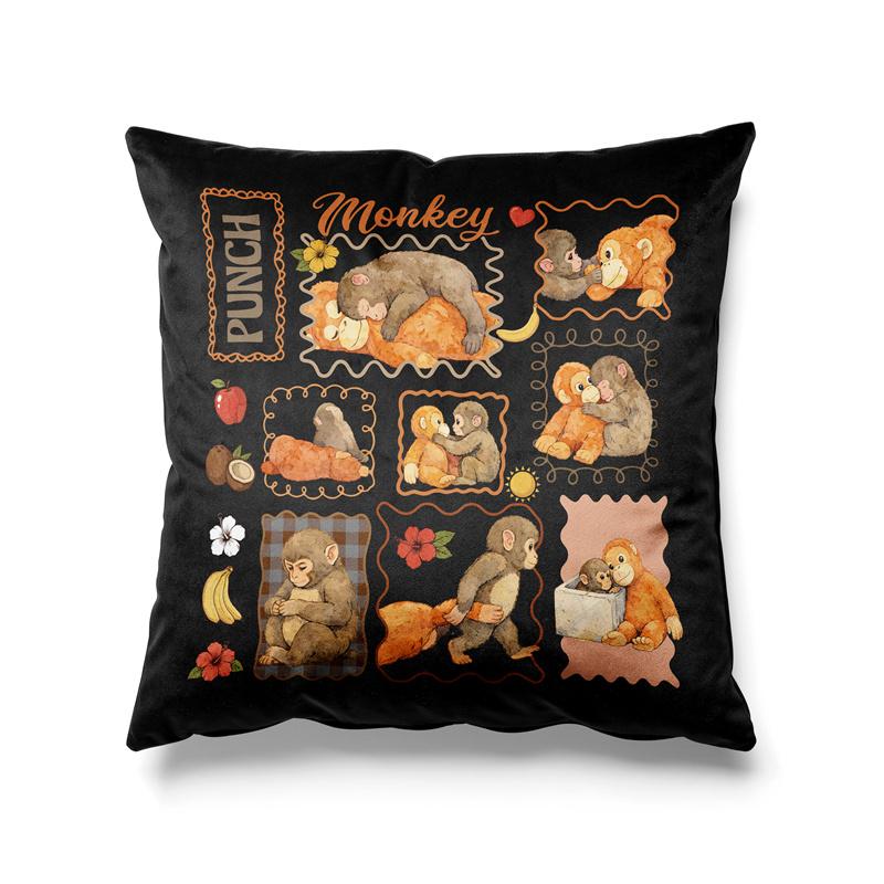 Aertemisi Punch Baby Monkey Pillow Cover Emotional Plush Monkey Design Cushion Case Throw Pillow Cover