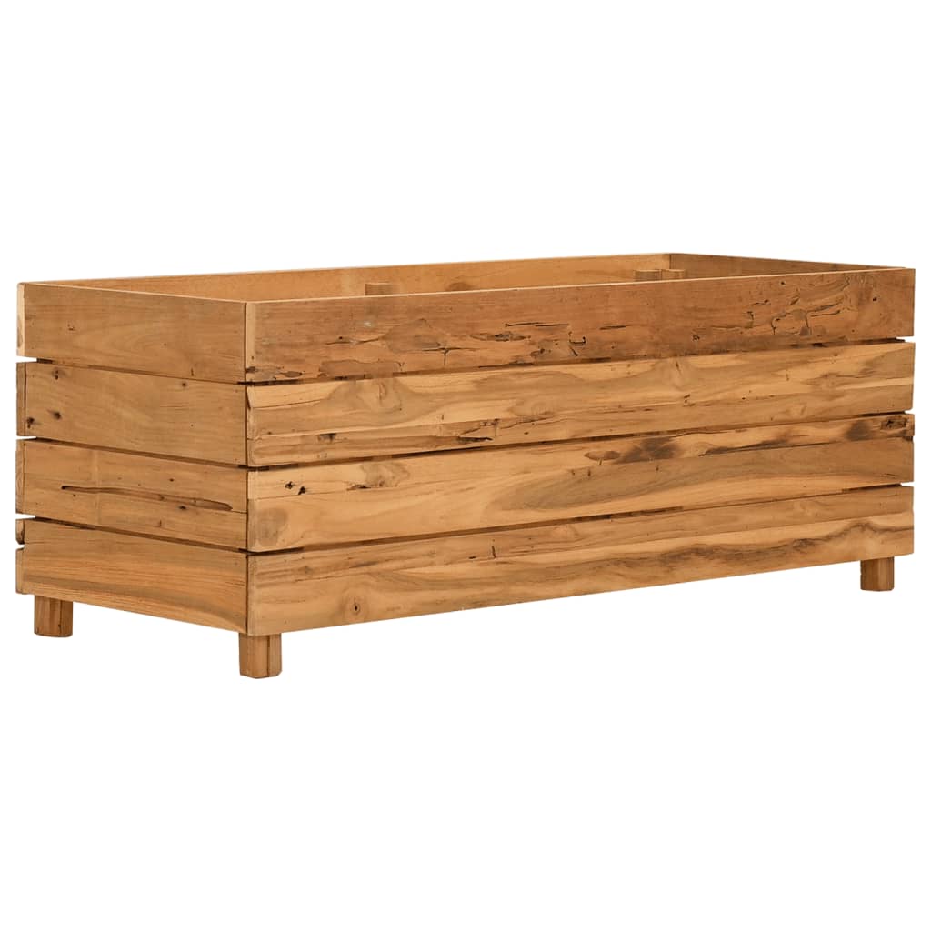 Raised Garden Bed 100 X 40 X 38 Cm Reclaimed Teak Wood and Steel