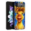 Cartoon Duck Hard PC Phone Case For Samsung Galaxy Z Flip 7 6 5 4 Black Cover For Galaxy Z Flip 3 Foldable Shell Fundas Capa Bag